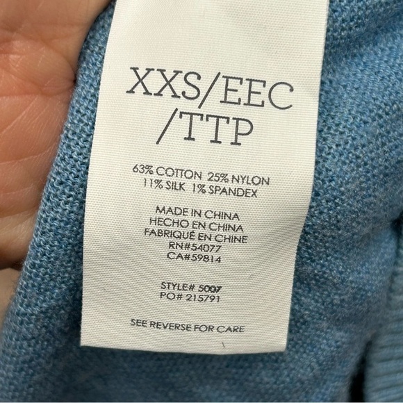 CABI #5007 Cornflower Blue Knit Lounge short sleeve pullover Sweater - Picture 4 of 6